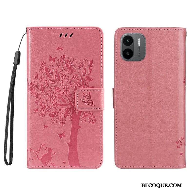 Kotelot Xiaomi Redmi A1 Suojaketju Kuori Tree Ja Strappy Cat