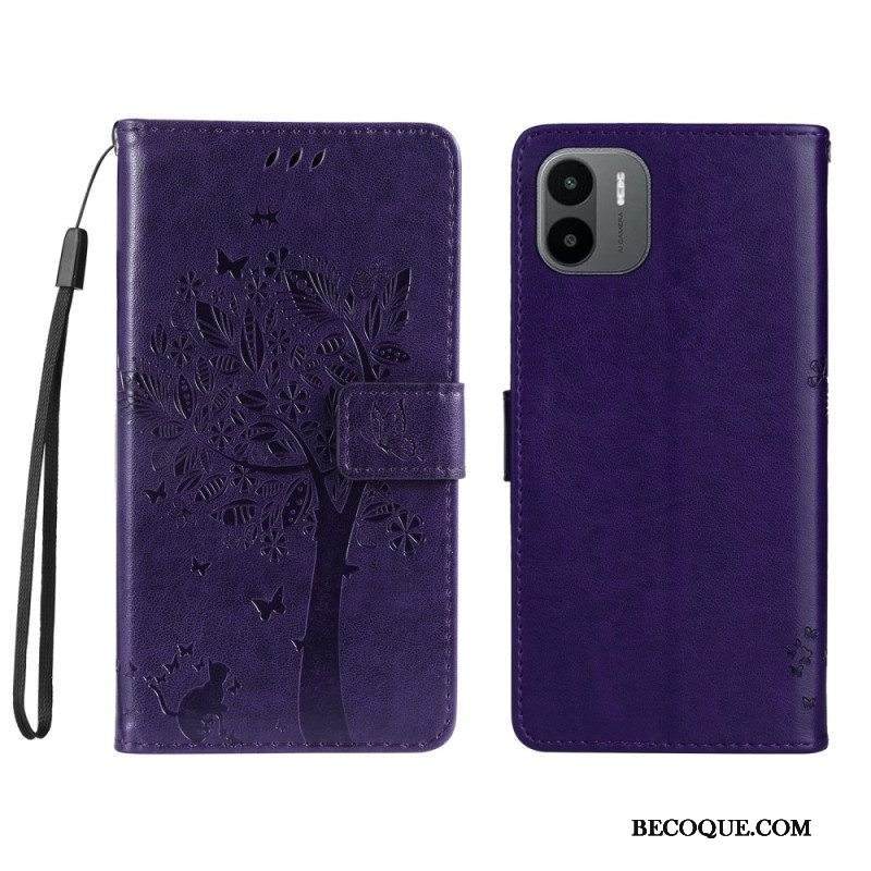 Kotelot Xiaomi Redmi A1 Suojaketju Kuori Tree Ja Strappy Cat