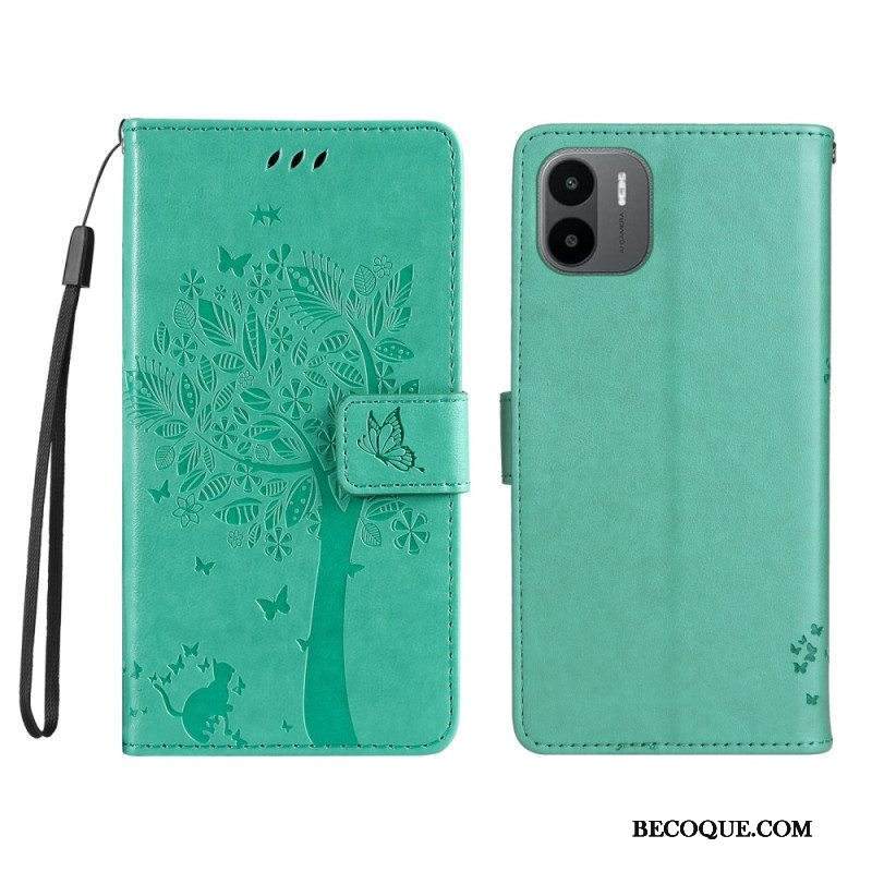 Kotelot Xiaomi Redmi A1 Suojaketju Kuori Tree Ja Strappy Cat