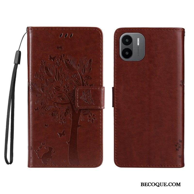 Kotelot Xiaomi Redmi A1 Suojaketju Kuori Tree Ja Strappy Cat