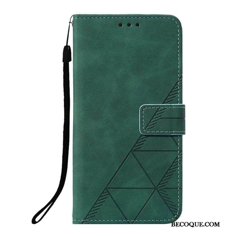 Kotelot Xiaomi Redmi Note 10 Pro Suojaketju Kuori Strappy Geometric Leather Style