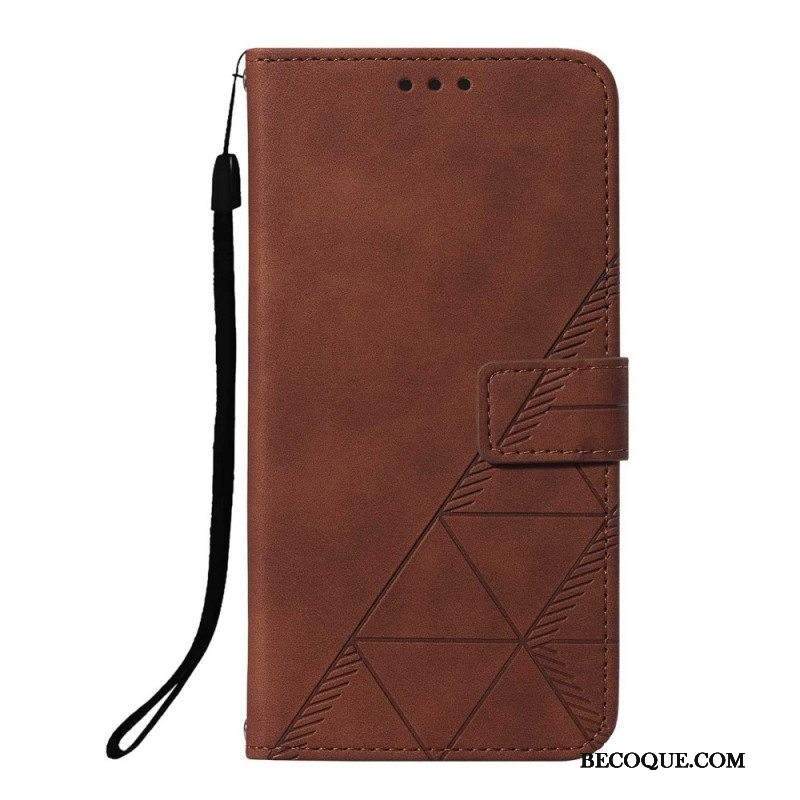 Kotelot Xiaomi Redmi Note 10 Pro Suojaketju Kuori Strappy Geometric Leather Style