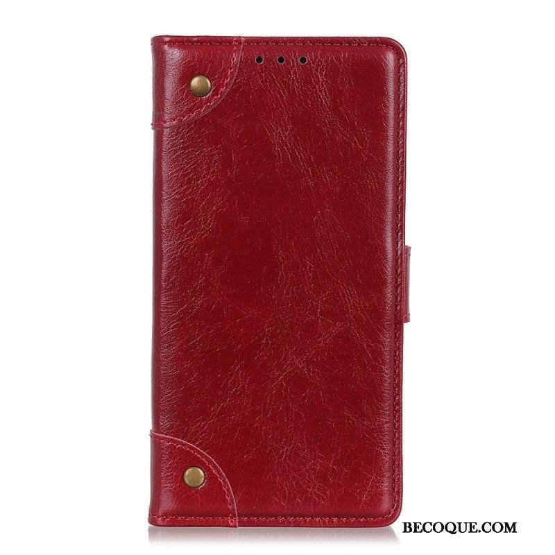 Kotelot Xiaomi Redmi Note 11 / 11S Tyylikkäät Nappan Nahkaiset Vintage-niitit