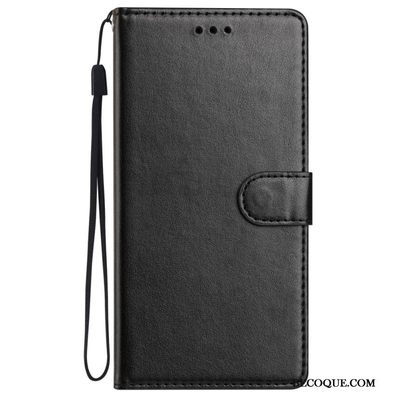 Kotelot Xiaomi Redmi Note 14 5g Yksivärinen Nahkakuvio Ja Hihna