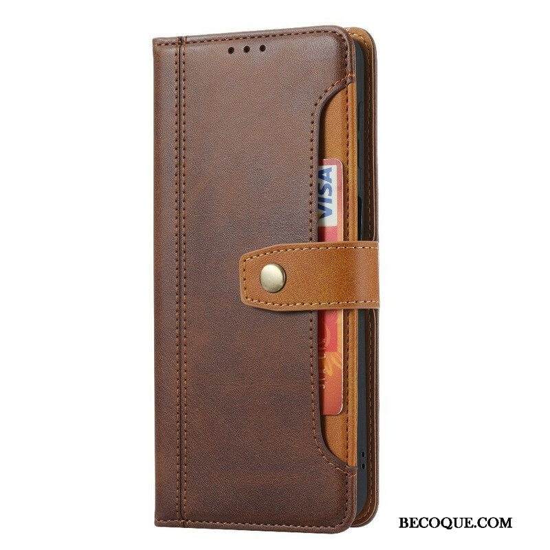 Kotelot iPhone 13 Mini Nahkaefekti Edessä Korttipidike Ja Hihna