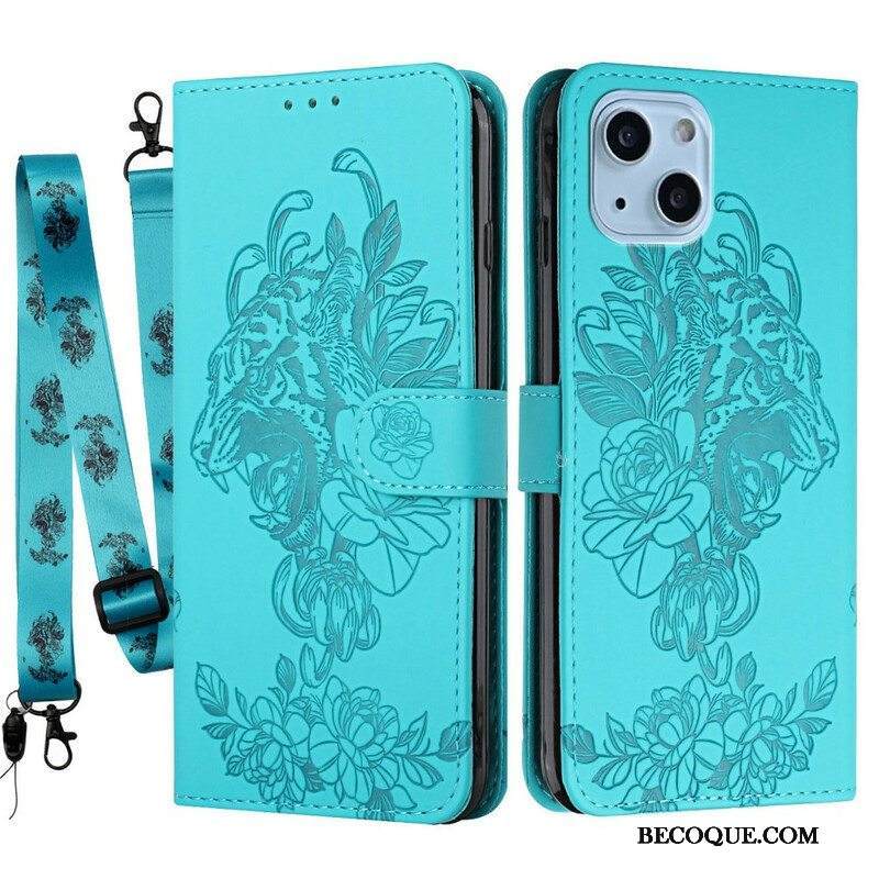 Kotelot iPhone 13 Mini Suojaketju Kuori Barokki Ranneke Tiger