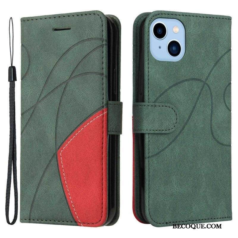 Kotelot iPhone 14 Plus Kaksisävyinen Signature Faux Leather