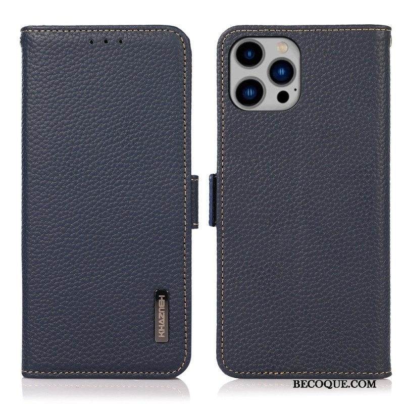 Kotelot iPhone 14 Plus Litsi Nahka Rfid Khazneh