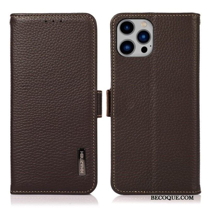 Kotelot iPhone 14 Plus Litsi Nahka Rfid Khazneh