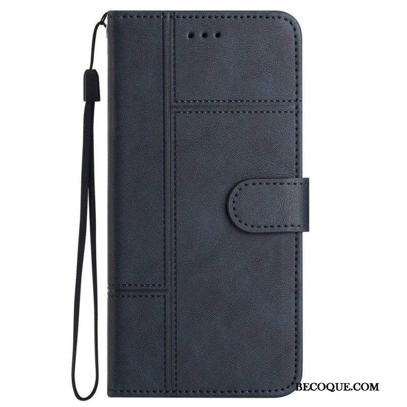 Kotelot iPhone 14 Pro Max Suojaketju Kuori Strappy Business Leather Style