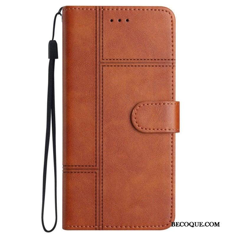 Kotelot iPhone 14 Pro Max Suojaketju Kuori Strappy Business Leather Style