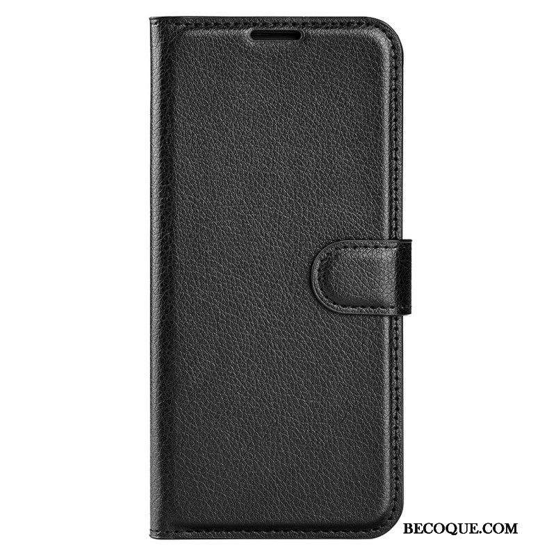 Kotelot iPhone 15 Plus Classic Litchi Faux Leather