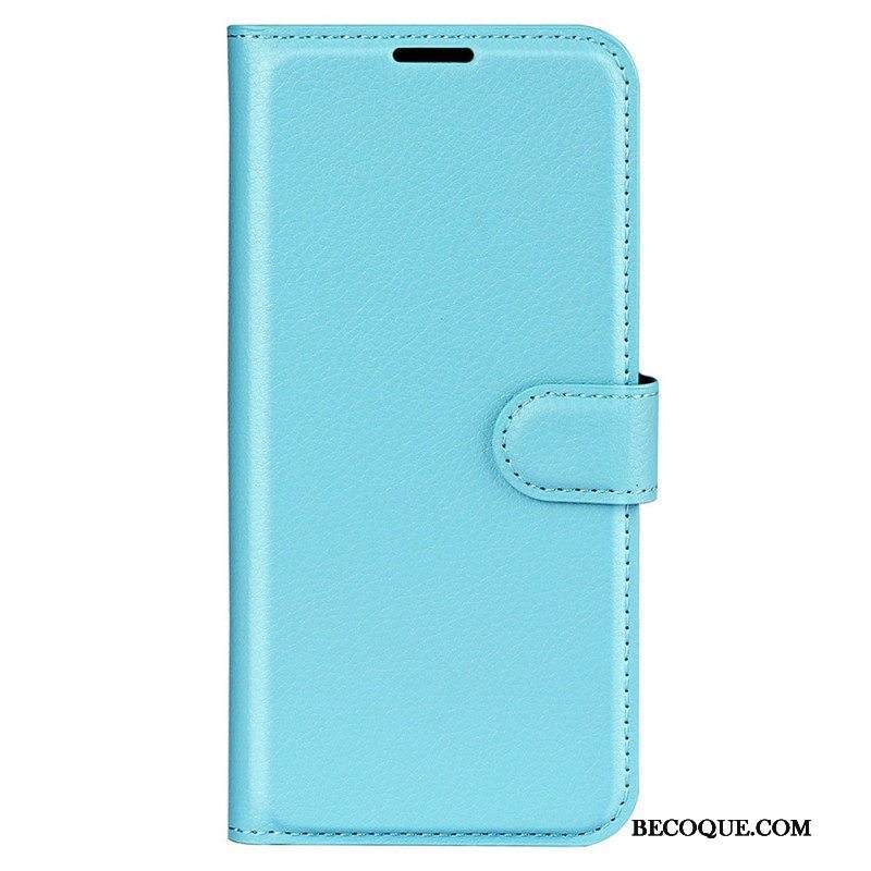 Kotelot iPhone 15 Plus Classic Litchi Faux Leather