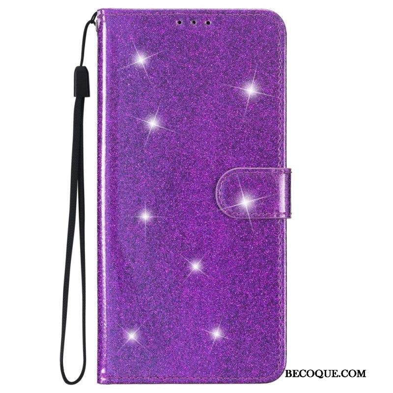 Kotelot iPhone 15 Plus Suojaketju Kuori Glitter-efekti Hihnalla