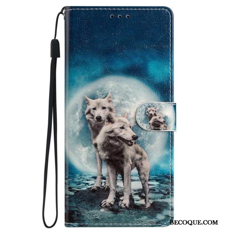 Kotelot iPhone 15 Plus Suojaketju Kuori Lanyard Wolves