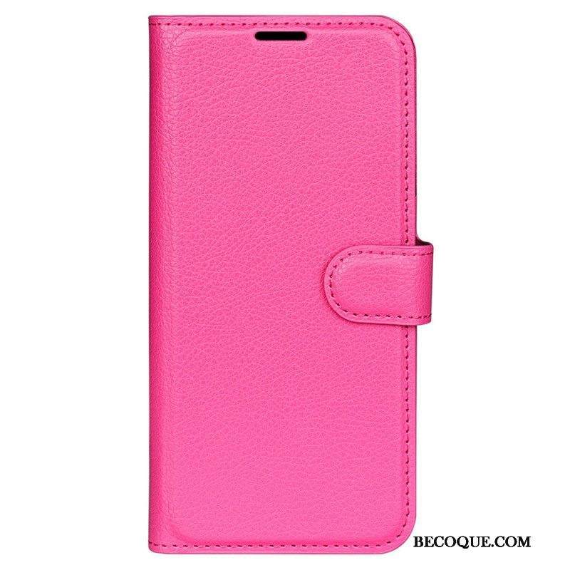 Kotelot iPhone 15 Pro Classic Litchi Faux Leather