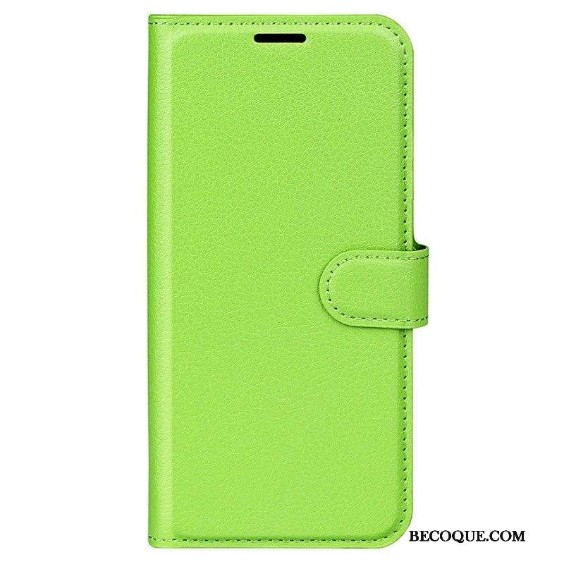 Kotelot iPhone 15 Pro Classic Litchi Faux Leather