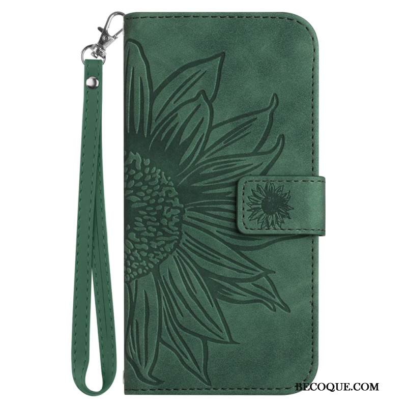 Kotelot iPhone 16 Plus Auringonkukkaprintti Hihnalla