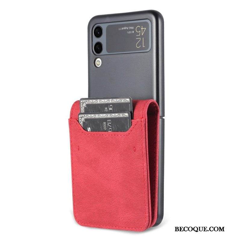 Kuoret Samsung Galaxy Z Flip 3 5G Kotelot Flip Nahkainen Tehostekorttipidike Ja -hihna Azns