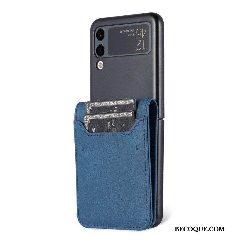 Kuoret Samsung Galaxy Z Flip 3 5G Kotelot Flip Nahkainen Tehostekorttipidike Ja -hihna Azns