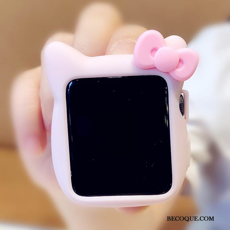 Kuori Apple Watch Series 3 Laukut Trendi Perhonen, Kotelo Apple Watch Series 3 Sarjakuva Kissa Valkoinen