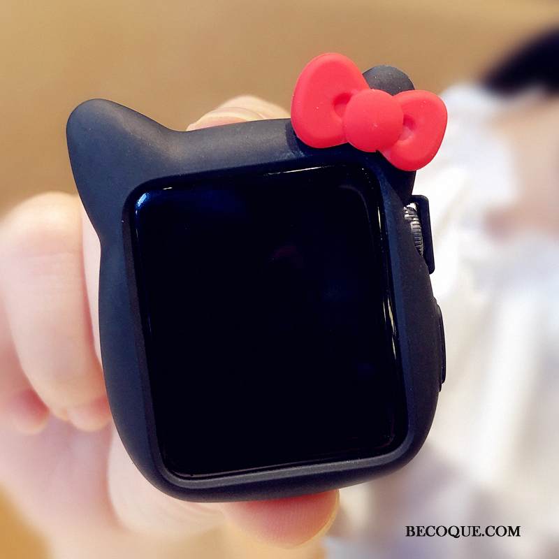 Kuori Apple Watch Series 3 Laukut Trendi Perhonen, Kotelo Apple Watch Series 3 Sarjakuva Kissa Valkoinen