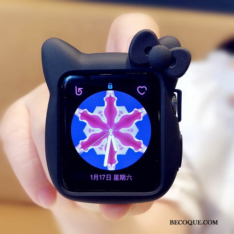 Kuori Apple Watch Series 3 Laukut Trendi Perhonen, Kotelo Apple Watch Series 3 Sarjakuva Kissa Valkoinen