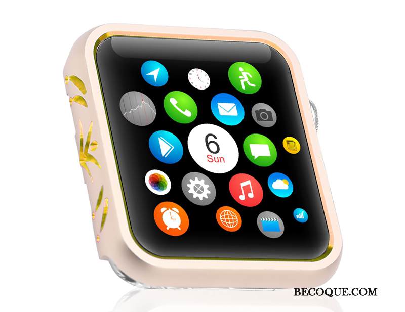 Kuori Apple Watch Series 3 Metalli Murtumaton Kuvio, Kotelo Apple Watch Series 3 Suojaus Kehys Kulta