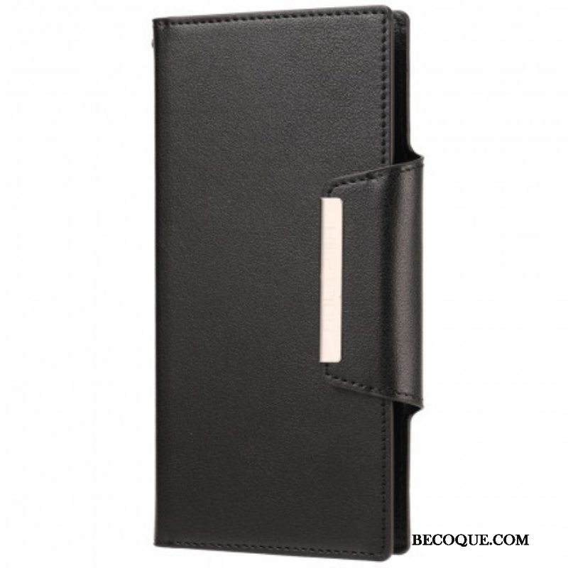 Kuori Flip Case Samsung Galaxy S21 Ultra 5G Irrotettava Hopeanvärinen Lukko