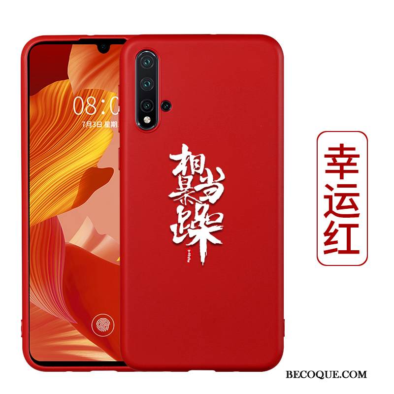 Kuori Honor 20 Pehmeä Neste Murtumaton Pesty Suede, Kotelo Honor 20 Luova Punainen Ohut