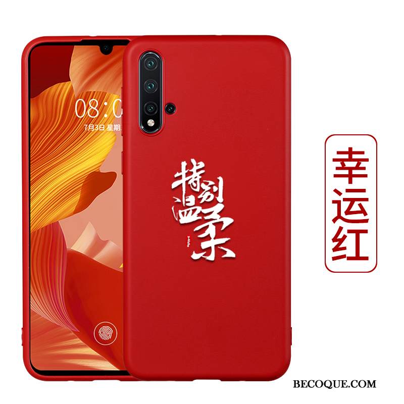 Kuori Honor 20 Pehmeä Neste Murtumaton Pesty Suede, Kotelo Honor 20 Luova Punainen Ohut