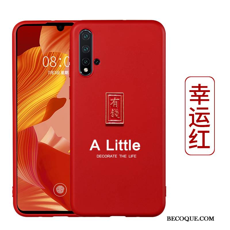 Kuori Honor 20 Pehmeä Neste Murtumaton Pesty Suede, Kotelo Honor 20 Luova Punainen Ohut