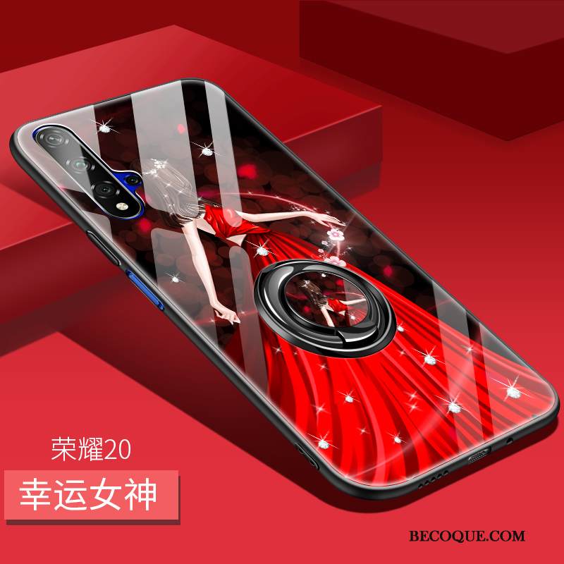 Kuori Honor 20 Silikoni Lasi Persoonallisuus, Kotelo Honor 20 Suojaus Punainen Ohut