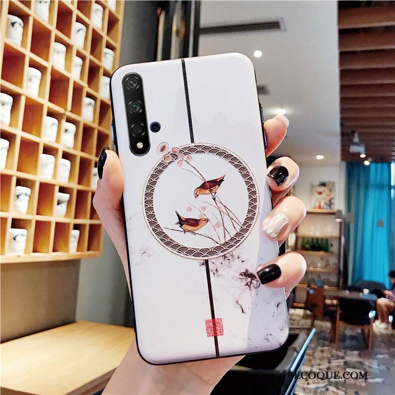 Kuori Honor 20 Suojaus Kiinalainen Tyyli Persoonallisuus, Kotelo Honor 20 Kohokuviointi Puhelimen Kuoret Valkoinen