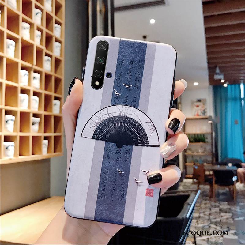 Kuori Honor 20 Suojaus Kiinalainen Tyyli Persoonallisuus, Kotelo Honor 20 Kohokuviointi Puhelimen Kuoret Valkoinen