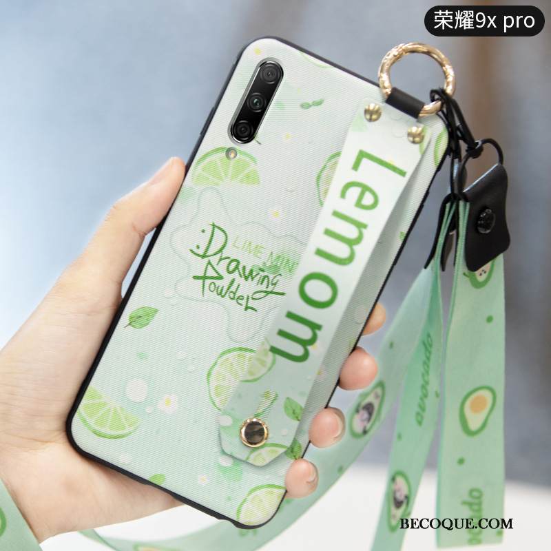 Kuori Honor 9x Pro Suojaus Pesty Suede Pieni, Kotelo Honor 9x Pro Luova Kevyt Vihreä