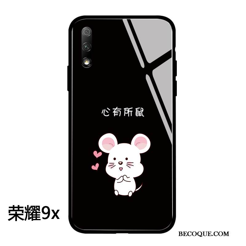 Kuori Honor 9x Sarjakuva Lasi Rakastunut, Kotelo Honor 9x Suojaus Musta Ihana