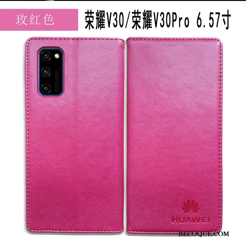 Kuori Honor View30 Pro Laukut Punainen Yksinkertainen, Kotelo Honor View30 Pro Kuoret Lehmä Puhelimen Kuoret