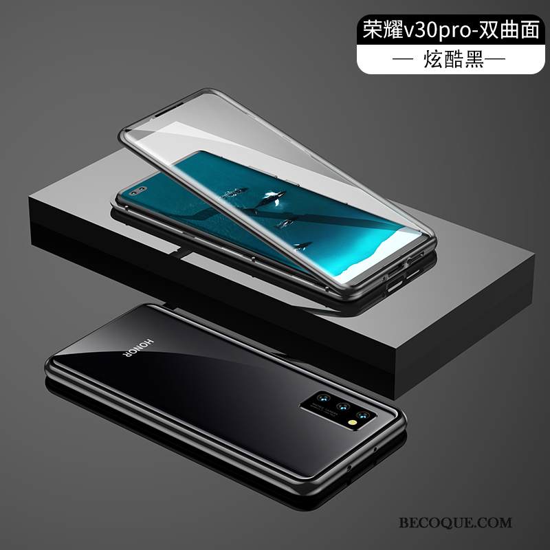 Kuori Honor View30 Pro Suojaus Magneettinen Musta, Kotelo Honor View30 Pro Laukut Läpinäkyvä Kaksipuolinen