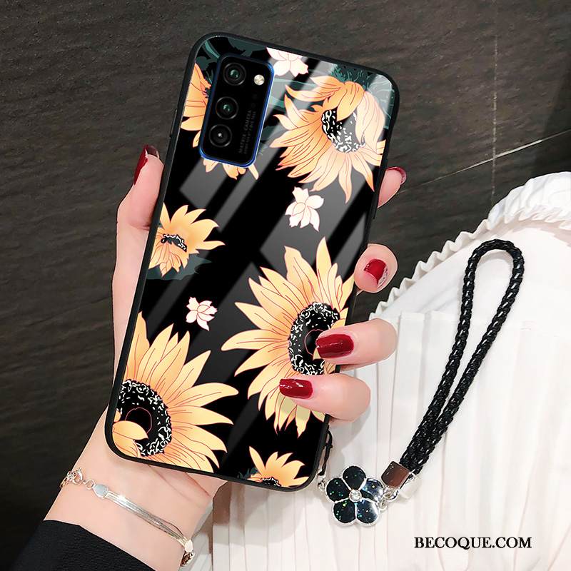 Kuori Honor View30 Silikoni Kukka Ylellisyys, Kotelo Honor View30 Tila Auringonkukka Lasi