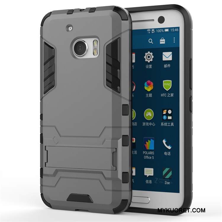 Kuori Htc Desire 10 Lifestyle Tuki Syvä Väri Kova, Kotelo Htc Desire 10 Lifestyle Suojaus Harmaa Yksinkertainen