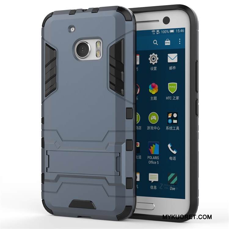 Kuori Htc Desire 10 Lifestyle Tuki Syvä Väri Kova, Kotelo Htc Desire 10 Lifestyle Suojaus Harmaa Yksinkertainen