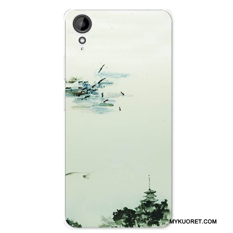 Kuori Htc Desire 825 Silikoni Kiinalainen Tyyli Murtumaton, Kotelo Htc Desire 825 Pehmeä Neste Puhelimen Kuoret Valkoinen