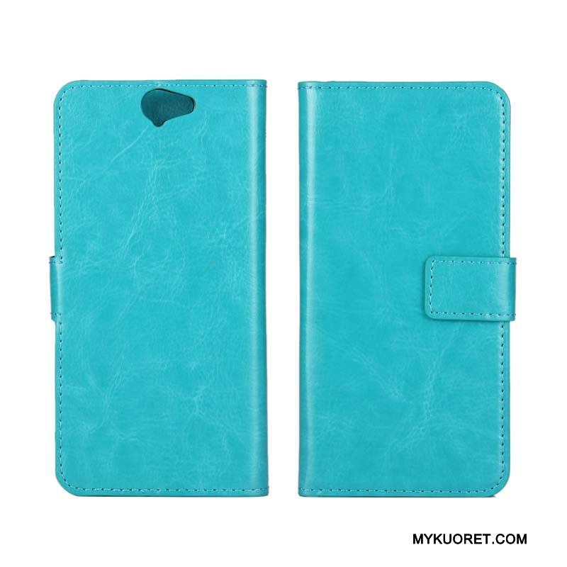 Kuori Htc One A9 Nahka Rakenne Sininen, Kotelo Htc One A9 Suojaus Puhelimen Kuoret Ohut