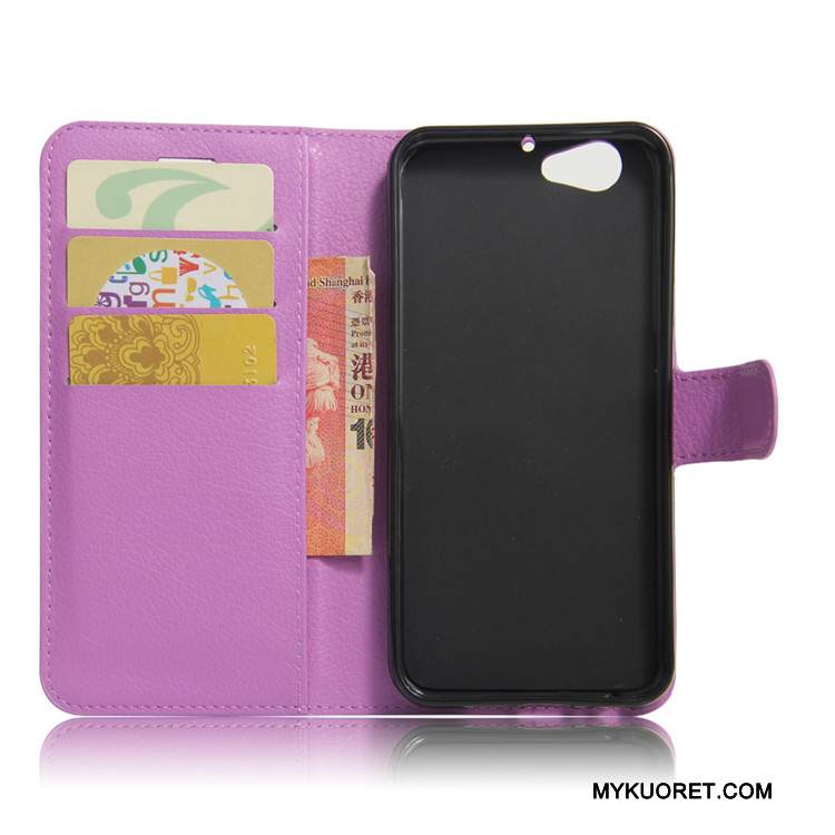 Kuori Htc One A9s Nahka Kortti Violetti, Kotelo Htc One A9s Salkku