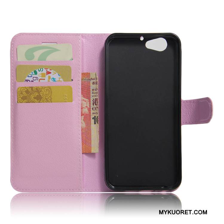 Kuori Htc One A9s Nahka Kortti Violetti, Kotelo Htc One A9s Salkku