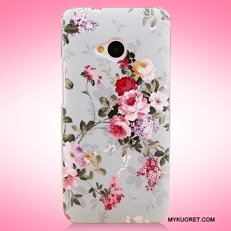 Kuori Htc One M7 Maalaus Ohut Ultra, Kotelo Htc One M7 Suojaus Puhelimen Kuoret Vaaleansininen