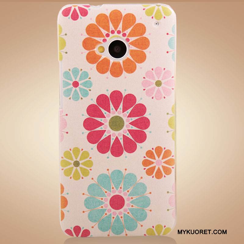 Kuori Htc One M7 Maalaus Puhelimen Kuoret Lisävarusteet, Kotelo Htc One M7 Monivärinen Kukka Violetti