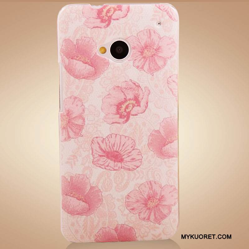 Kuori Htc One M7 Maalaus Puhelimen Kuoret Lisävarusteet, Kotelo Htc One M7 Monivärinen Kukka Violetti