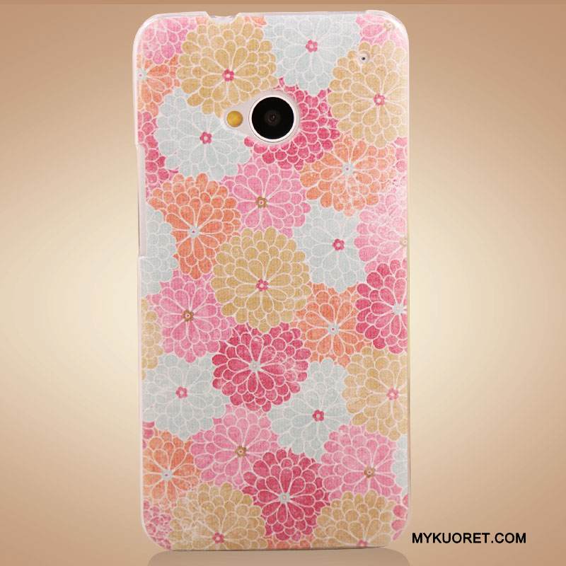 Kuori Htc One M7 Maalaus Puhelimen Kuoret Lisävarusteet, Kotelo Htc One M7 Monivärinen Kukka Violetti
